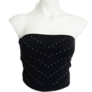 VS Pink Silver Studded Black Tube Top NWT sz L